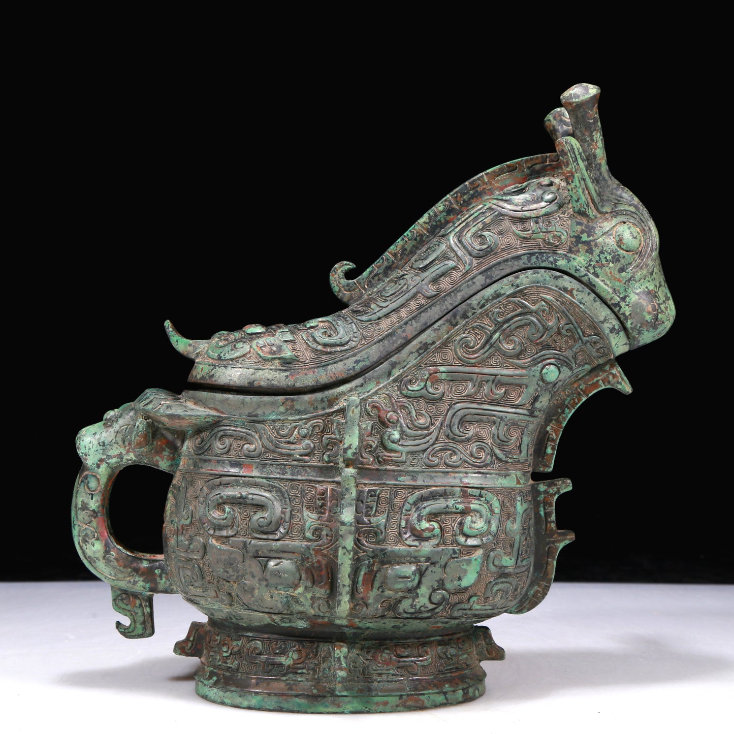 A Fantastic Bronze 'Animal Mask' Ewer With Inscriptions