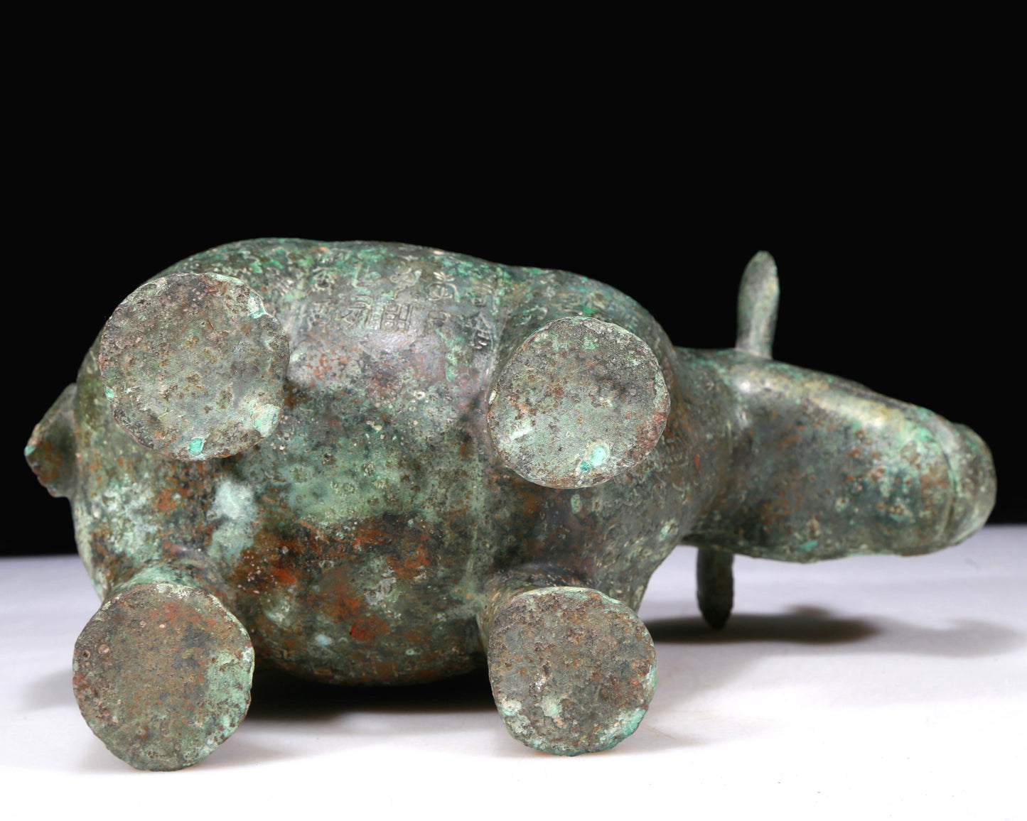 A Fantastic Bronze Rhinoceros-Form Jar With Inscriptions