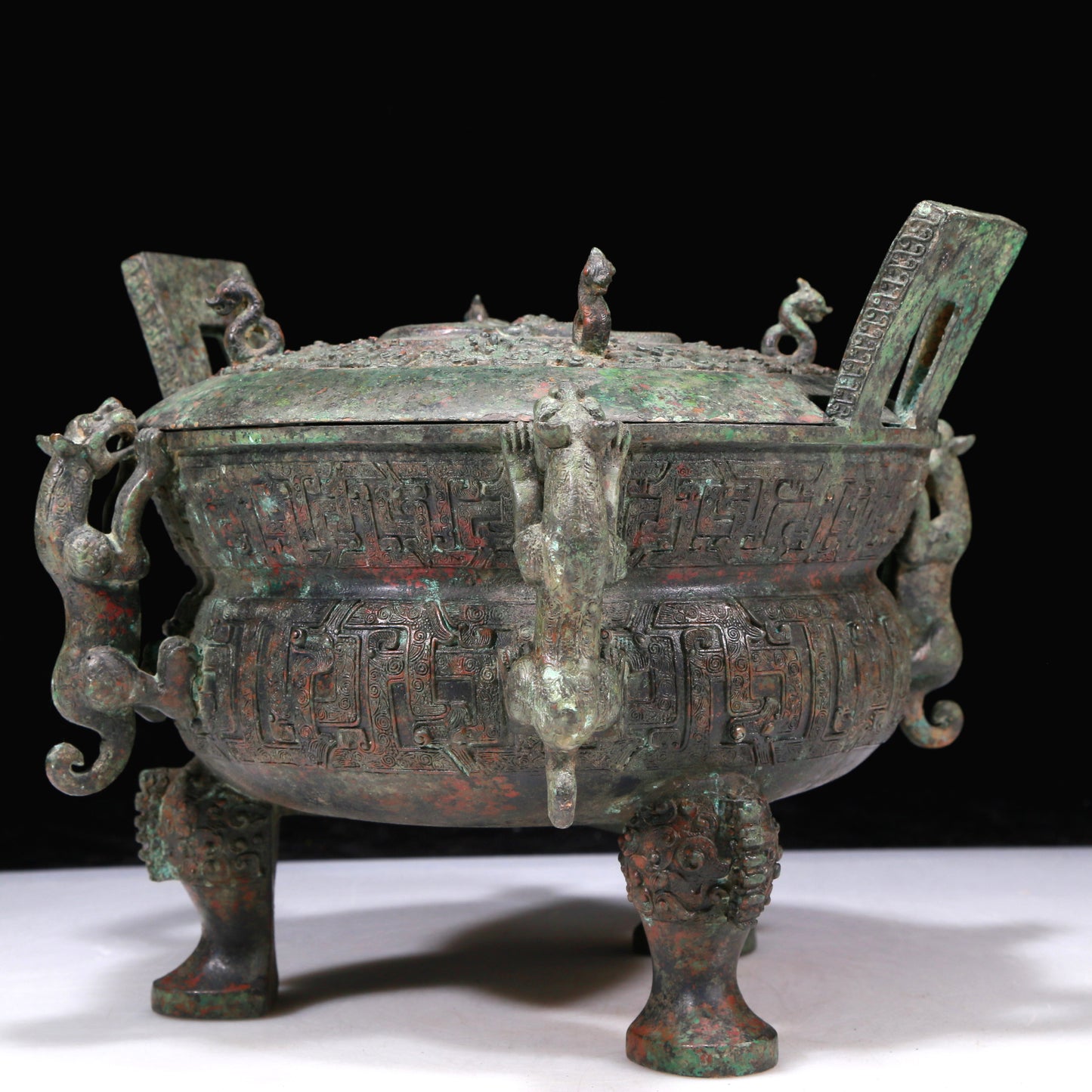 A Fabulous Bronze 'Auspicious Beast' Tripod Censer With Inscriptions