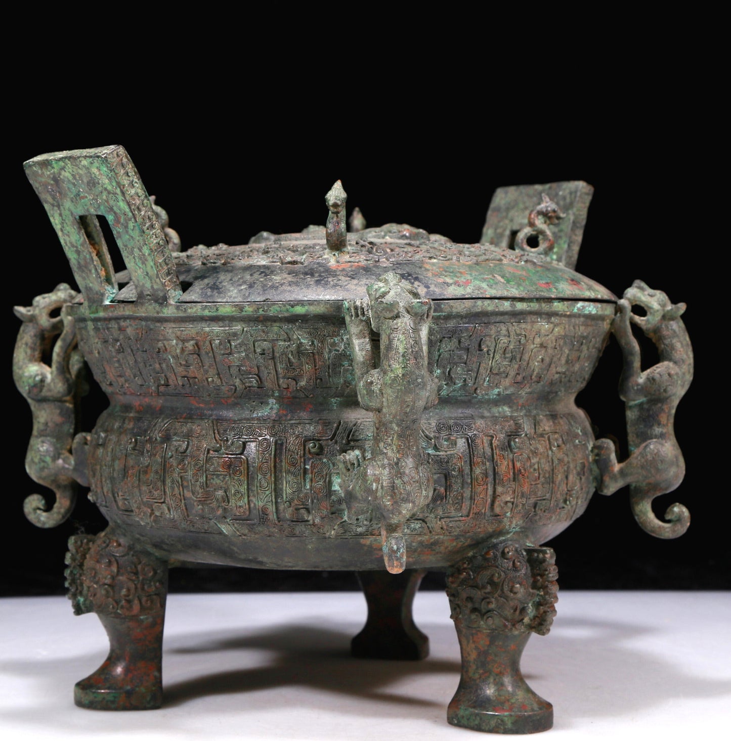 A Fabulous Bronze 'Auspicious Beast' Tripod Censer With Inscriptions