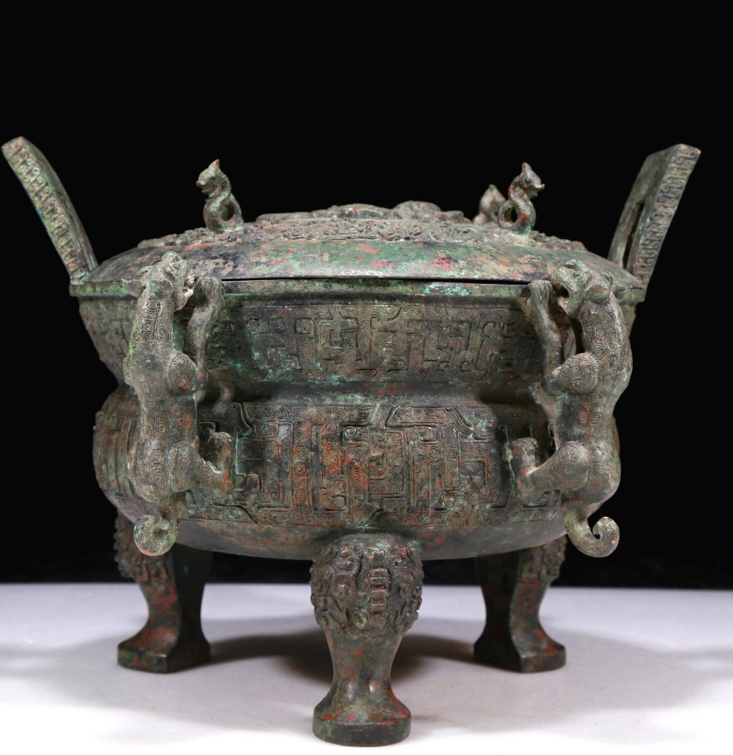 A Fabulous Bronze 'Auspicious Beast' Tripod Censer With Inscriptions