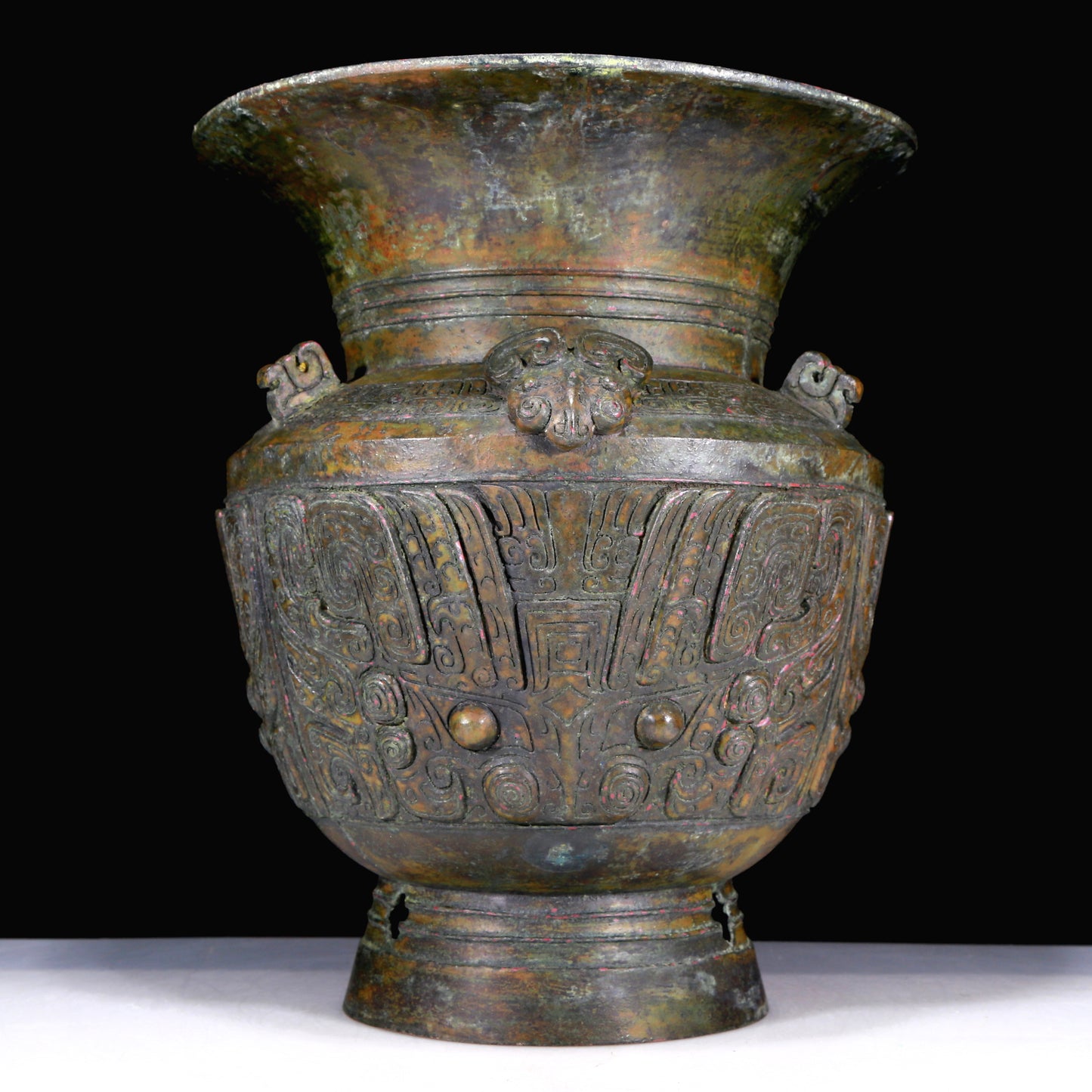 A Huge Archaic Bronze 'Animal Mask' Vase With Inscriptions