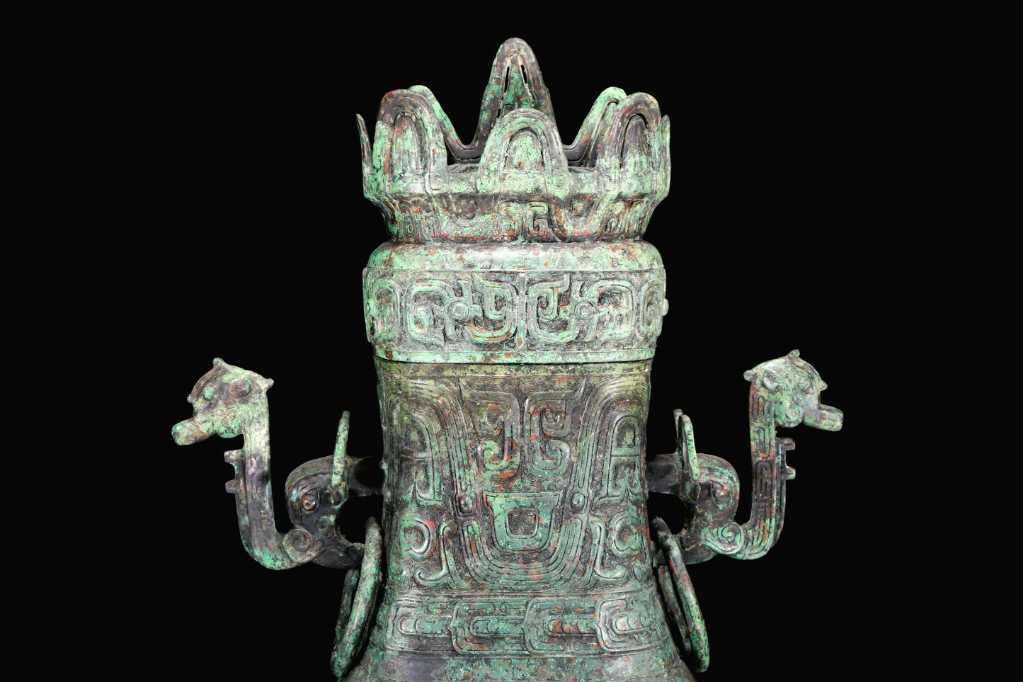 A Huge Archaic Bronze 'Dragon' Vase And Cover With Inscriptions