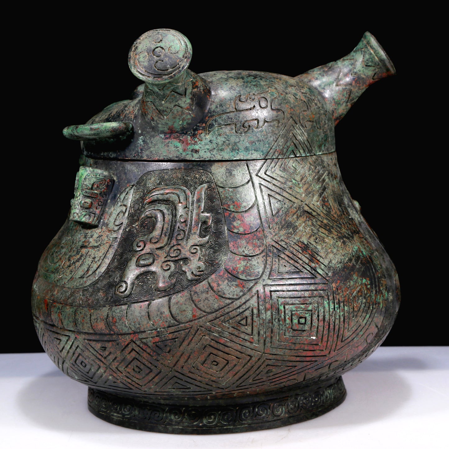 A Huge Archaic Bronze 'Auspicious Beast' Jar