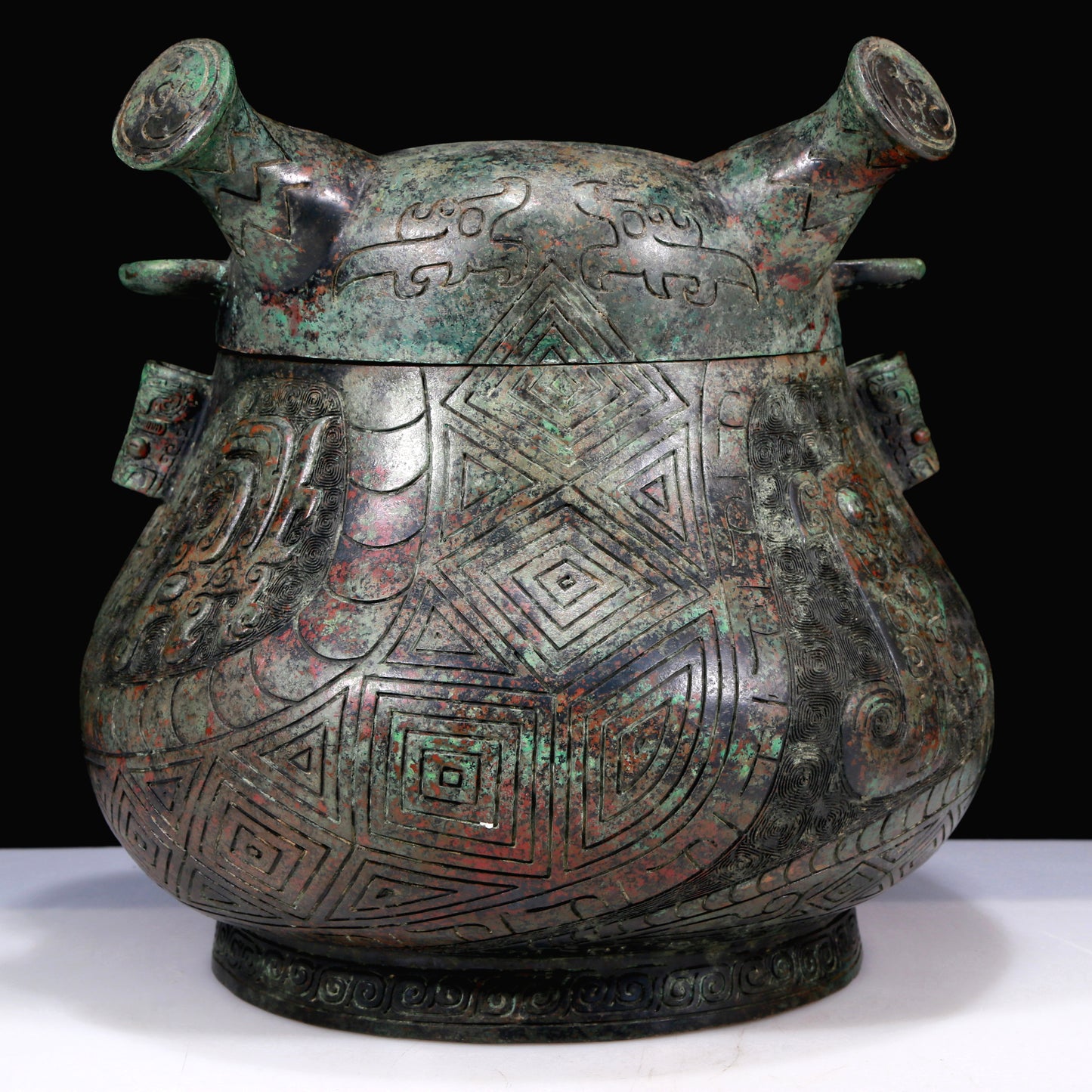 A Huge Archaic Bronze 'Auspicious Beast' Jar