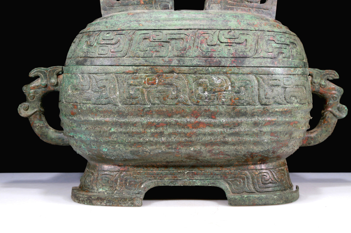 A Huge Archaic Bronze 'Dragon' Box With Inscriptions