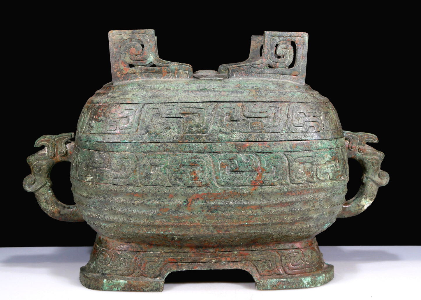 A Huge Archaic Bronze 'Dragon' Box With Inscriptions