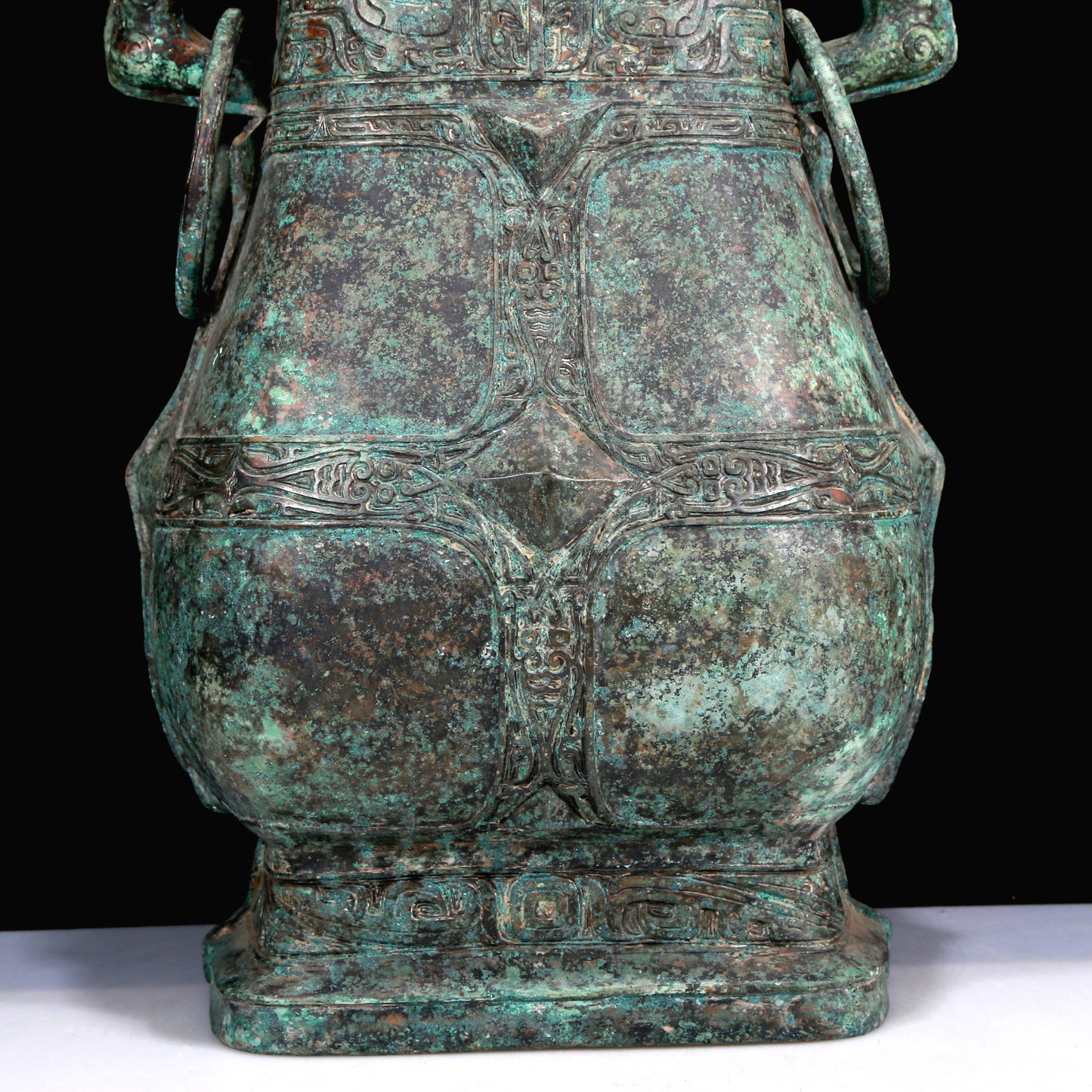 A Huge Archaic Bronze 'Animal Mask' Vase And Cover With Inscriptions