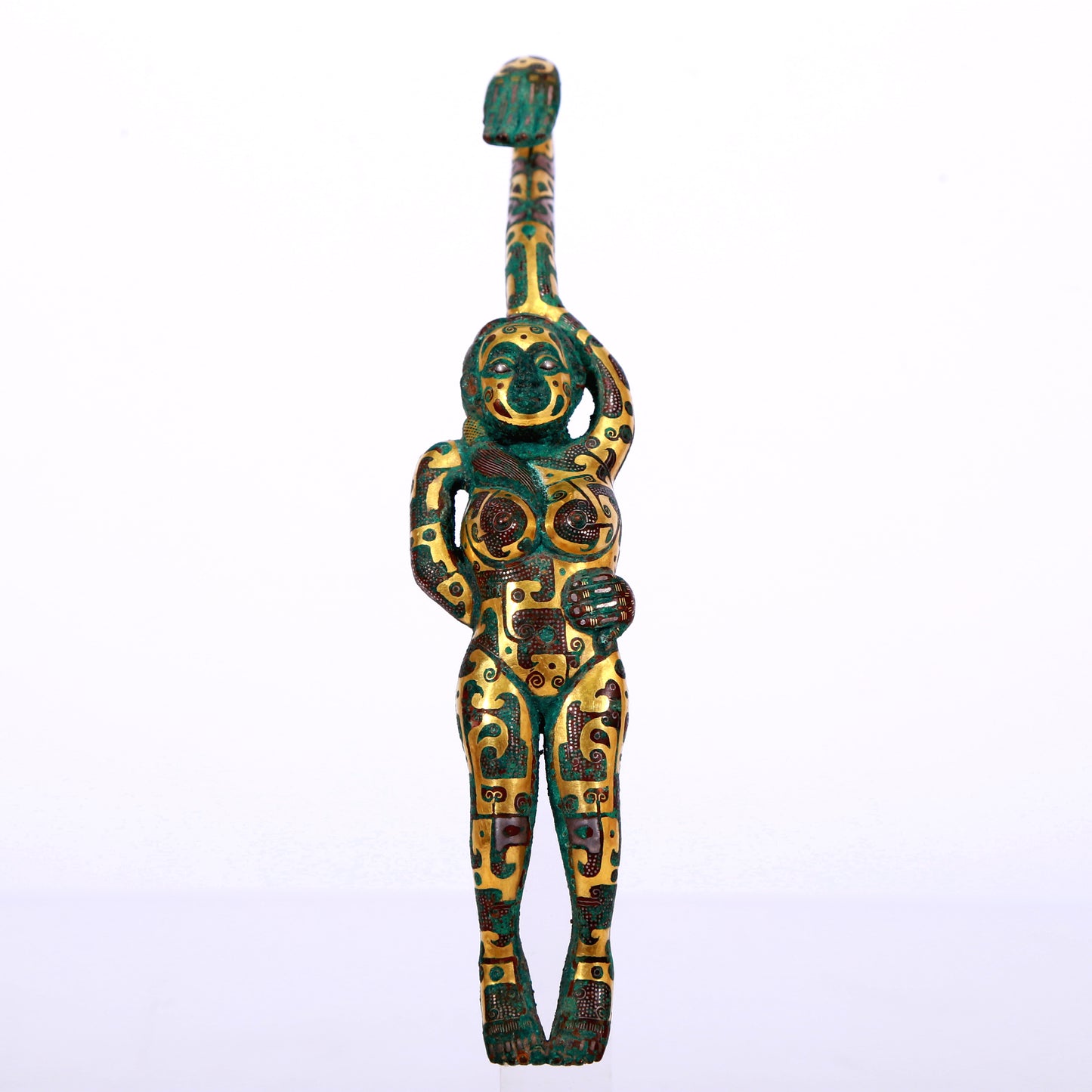 An Archaic Bronze Gold& Silver-Inlaid 'Figure' Belt-Hook