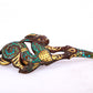 An Archaic Bronze Gold& Silver& Turquoise-Inlaid 'Auspicious Beast' Belt-Hook