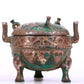 An Archaic Bronze Silver-Inlaid 'Auspicious Cloud' Tripod Censer And Cover