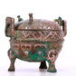 An Archaic Bronze Silver-Inlaid 'Auspicious Cloud' Tripod Censer And Cover