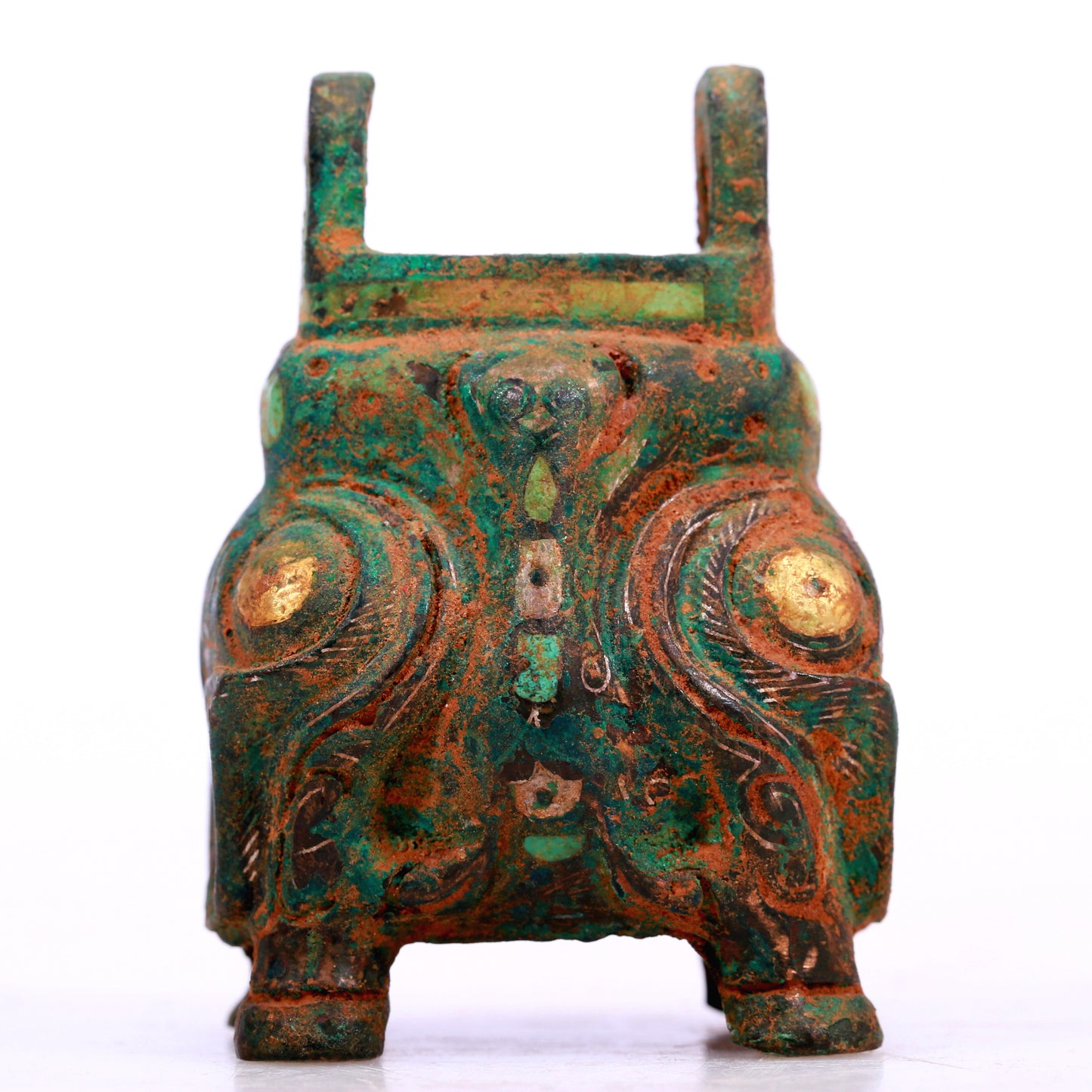 An Archaic Bronze Gold& Silver-Inlaid Censer