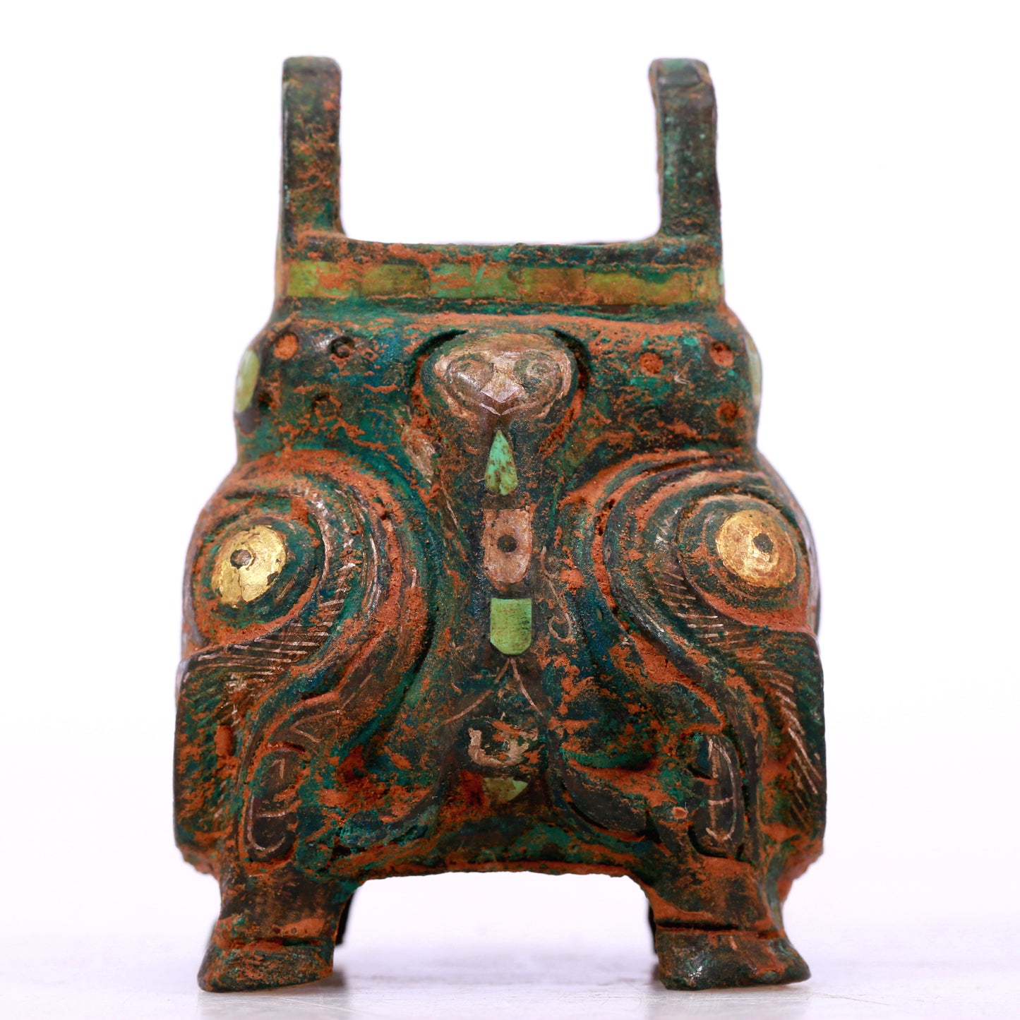 An Archaic Bronze Gold& Silver-Inlaid Censer