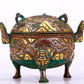 An Archaic Bronze Gold-Inlaid 'Auspicious Beast' Tripod Censer And Cover
