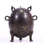 An Archaic Pair Of Bronze Gold& Silver-Inlaid 'Auspicious Beast' Tripod Censers And Covers