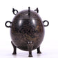 An Archaic Pair Of Bronze Gold& Silver-Inlaid 'Auspicious Beast' Tripod Censers And Covers