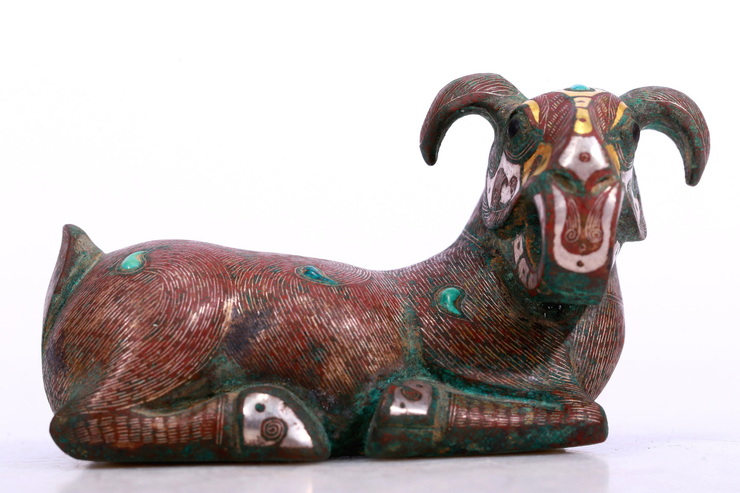 An Archaic Bronze Gold& Silver-Inlaid Ram
