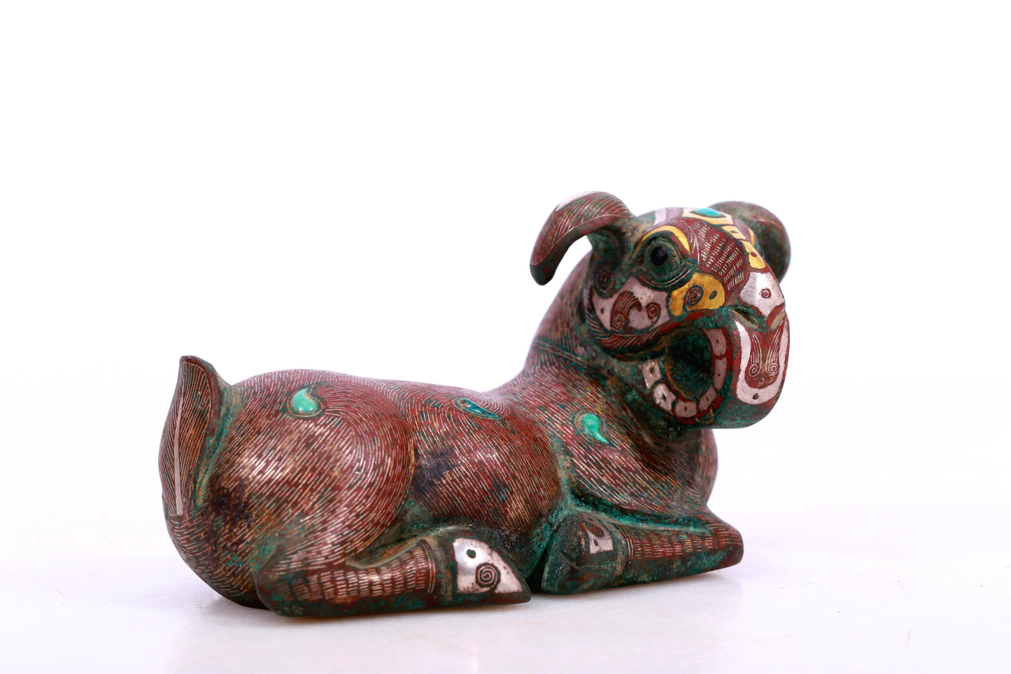 An Archaic Bronze Gold& Silver-Inlaid Ram