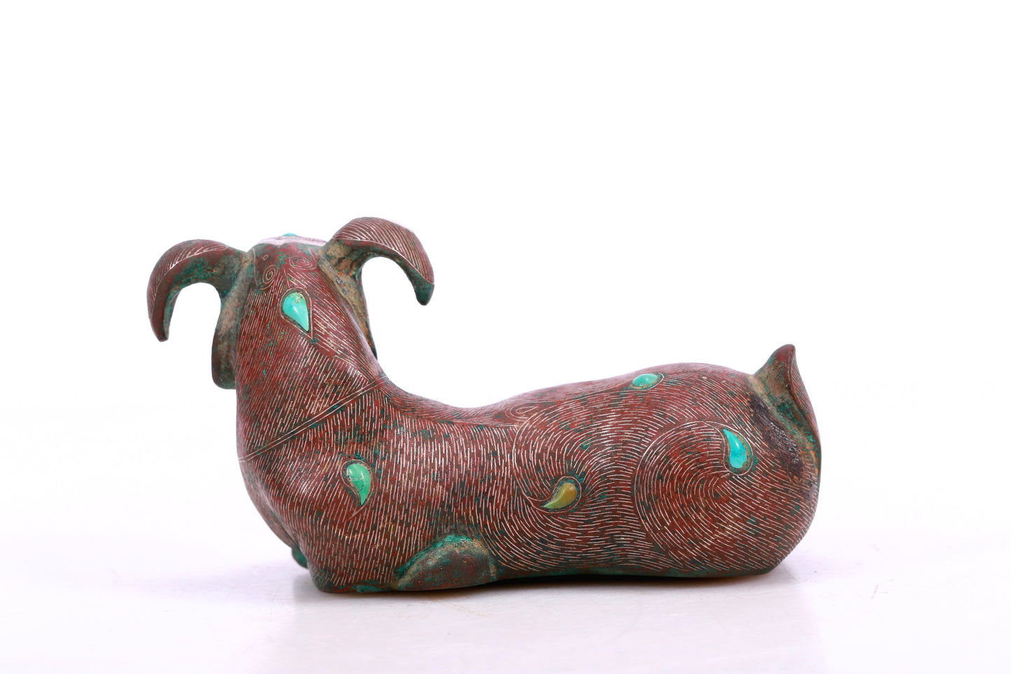 An Archaic Bronze Gold& Silver-Inlaid Ram