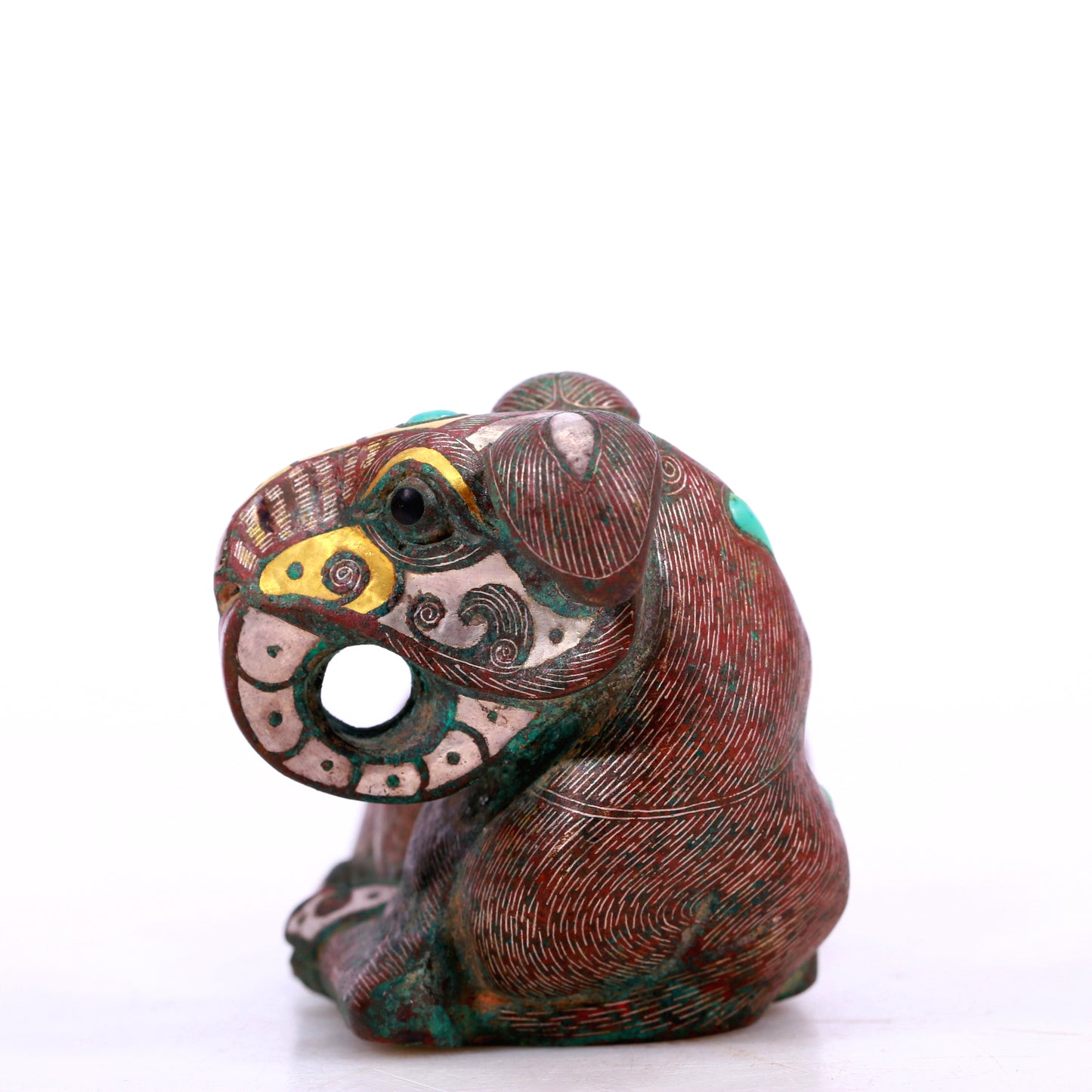An Archaic Bronze Gold& Silver-Inlaid Ram
