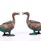 A Marvelous Pair Of Bronze Gold& Silver-Inlaid Ducks