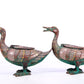 A Marvelous Pair Of Bronze Gold& Silver-Inlaid Ducks