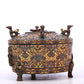 A Marvelous Bronze Gold& Silver-Inlaid 'Auspicious Beast' Beast-Handled Tripod Box