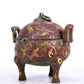 A Marvelous Bronze Gold& Silver-Inlaid 'Auspicious Beast' Tripod Censer