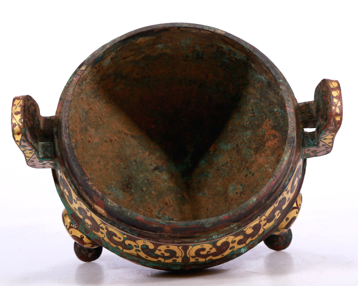 A Marvelous Bronze Gold& Silver-Inlaid 'Dragon' Tripod Censer