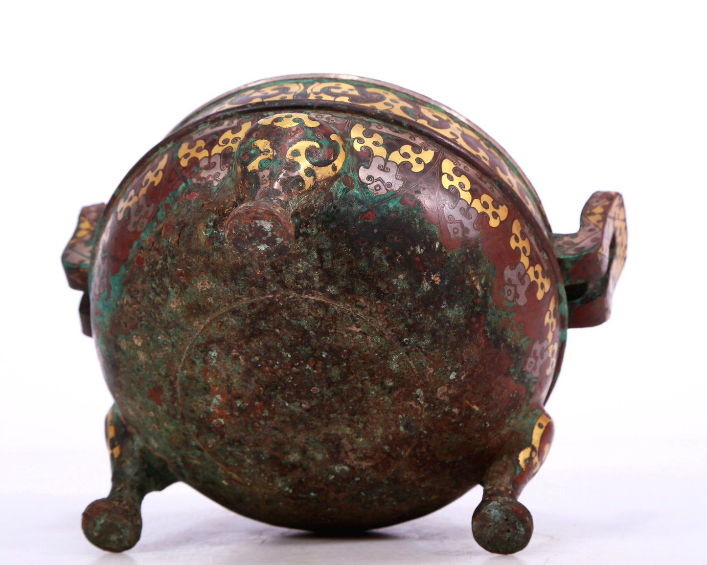 A Marvelous Bronze Gold& Silver-Inlaid 'Dragon' Tripod Censer