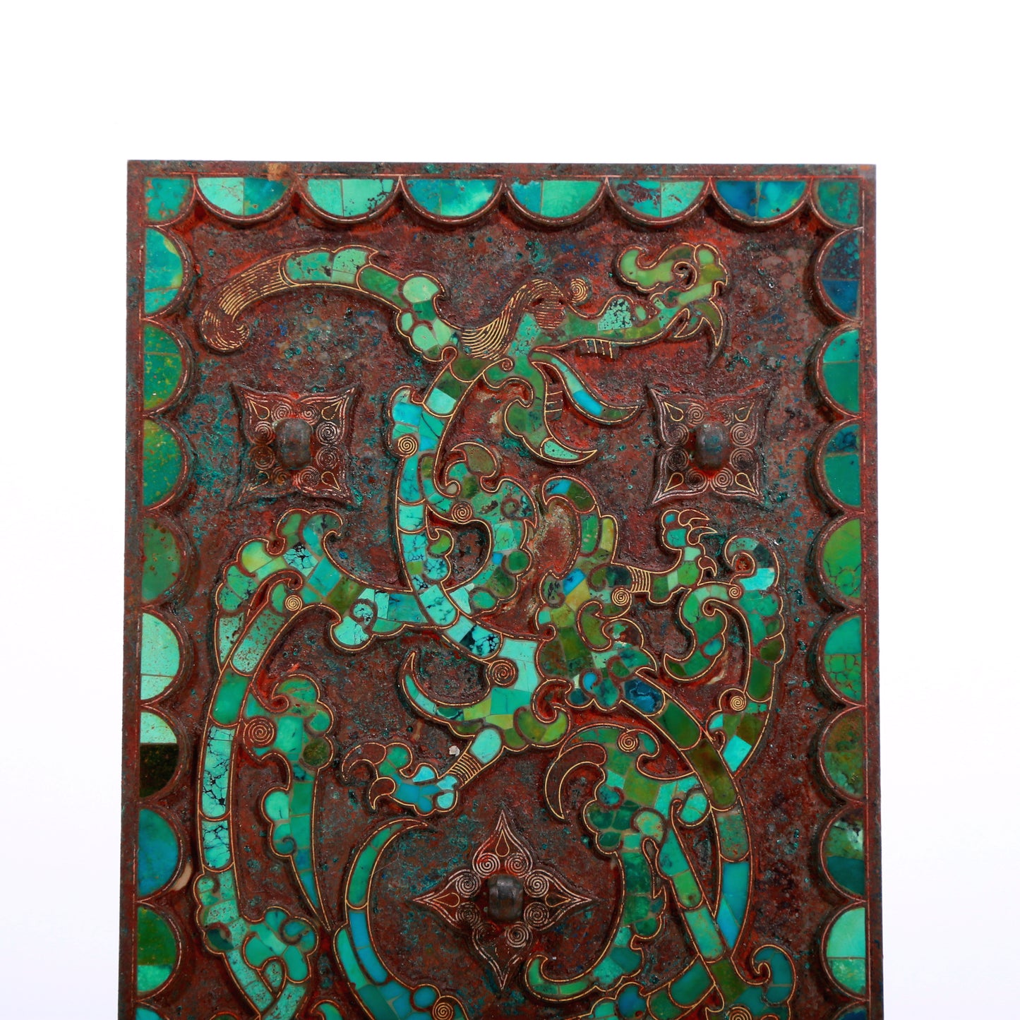 A Marvelous Bronze Turquoise-Inlaid 'Dragon' Decoration