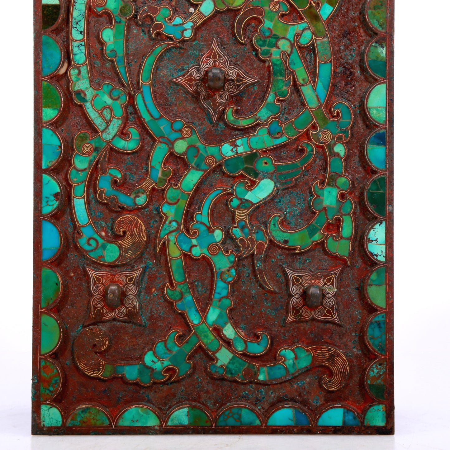 A Marvelous Bronze Turquoise-Inlaid 'Dragon' Decoration