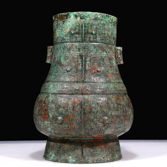 A Huge Marvelous Bronze 'Animal Mask' Vase With Inscriptions