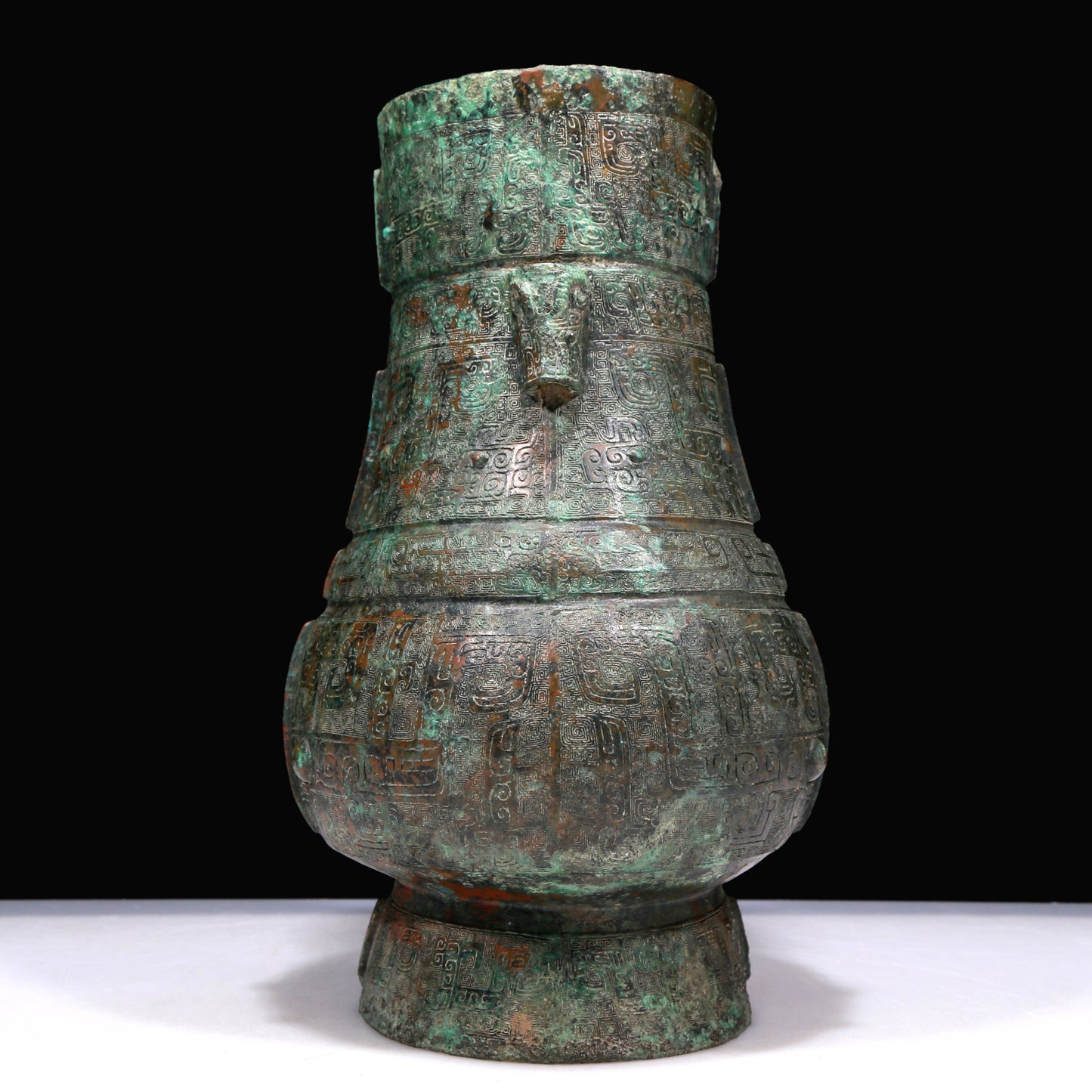 A Huge Marvelous Bronze 'Animal Mask' Vase With Inscriptions