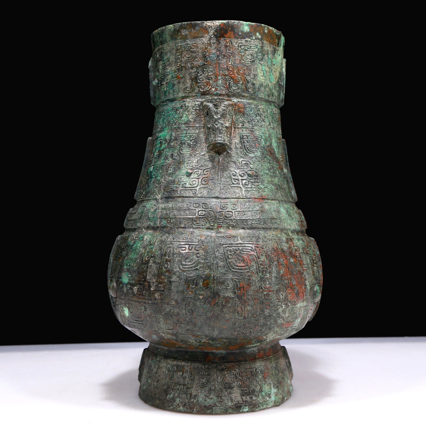 A Huge Marvelous Bronze 'Animal Mask' Vase With Inscriptions