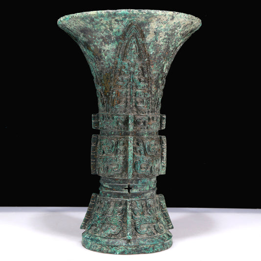 A Marvelous Bronze 'Animal Mask' Vase With Inscriptions