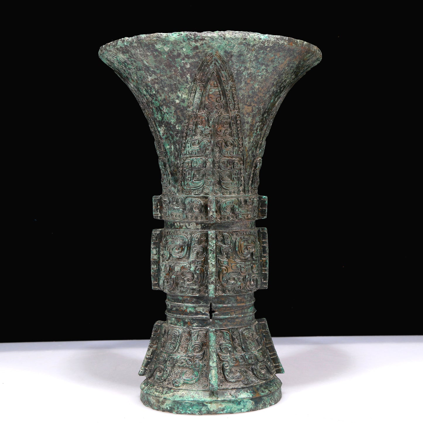 A Marvelous Bronze 'Animal Mask' Vase With Inscriptions