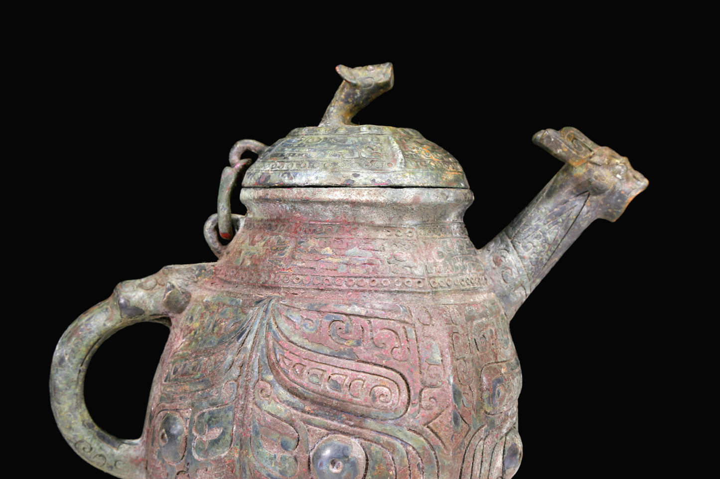 A Marvelous Bronze 'Animal Mask' Tripod Ewer With Inscriptions