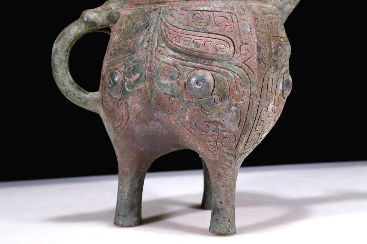 A Marvelous Bronze 'Animal Mask' Tripod Ewer With Inscriptions