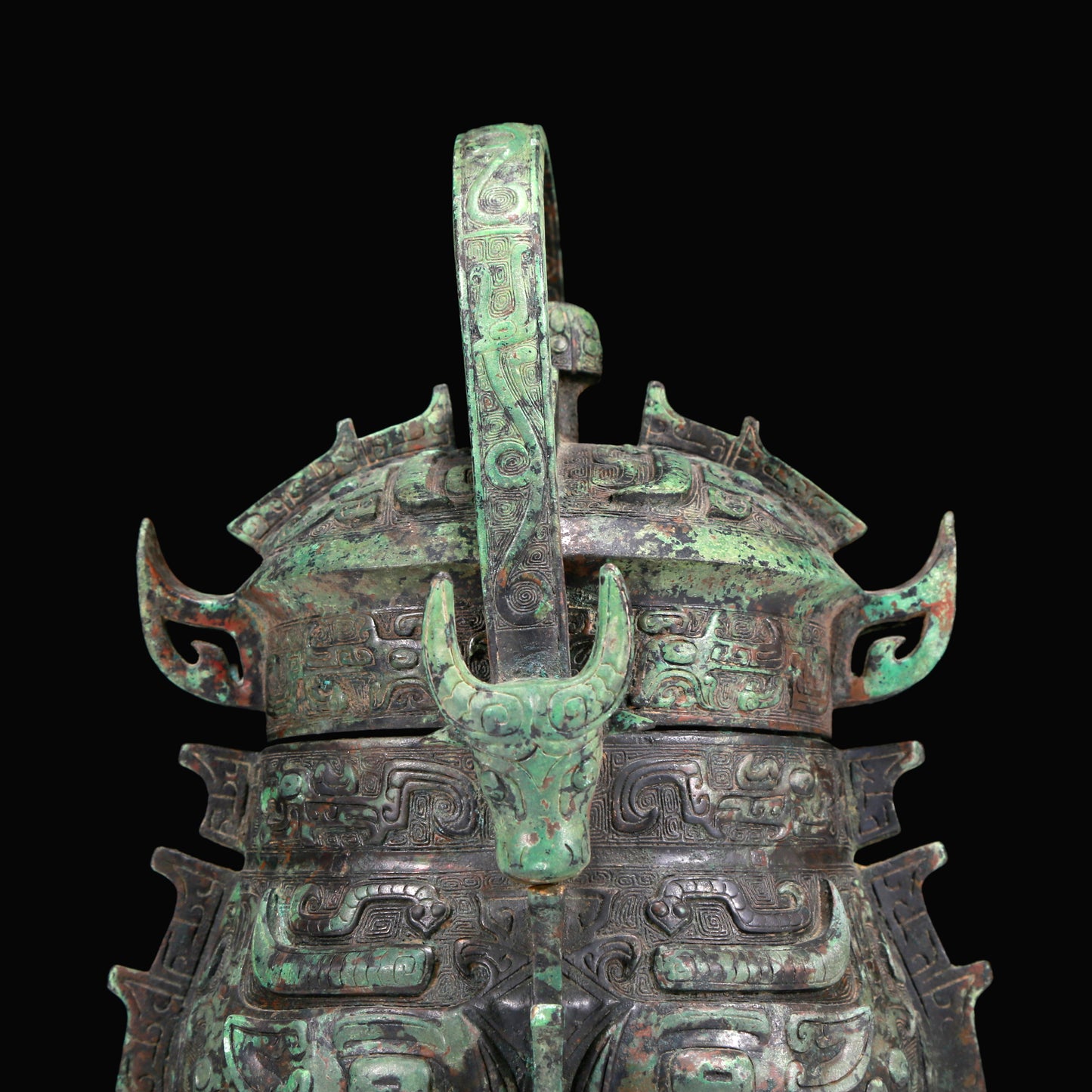 A Marvelous Bronze 'Animal Mask' Pot With Inscriptions