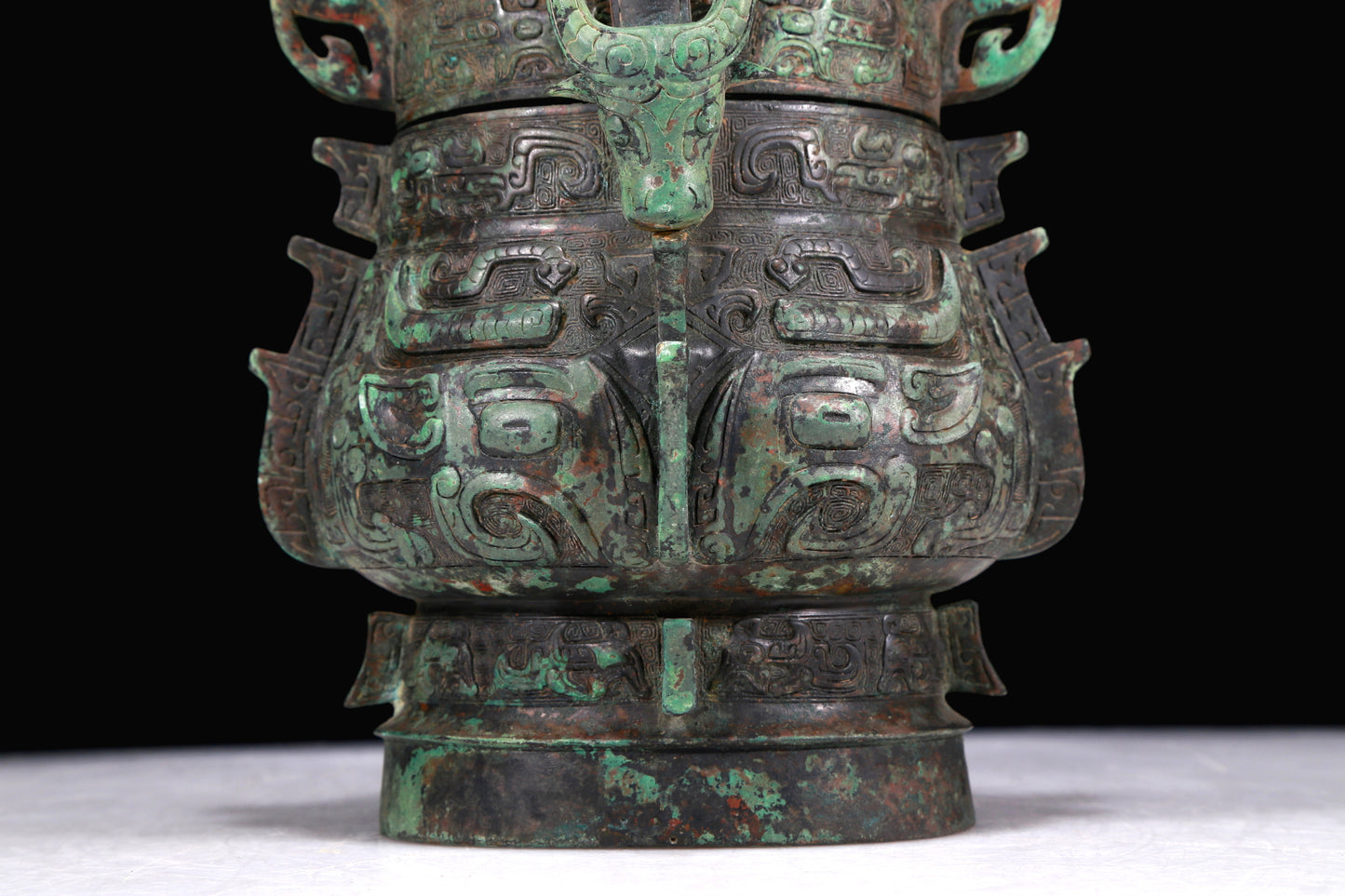 A Marvelous Bronze 'Animal Mask' Pot With Inscriptions