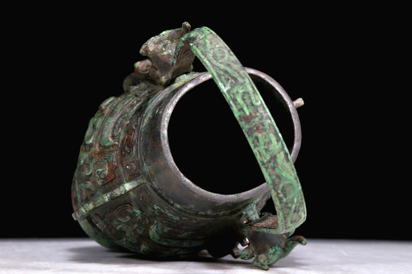 A Marvelous Bronze 'Animal Mask' Pot With Inscriptions