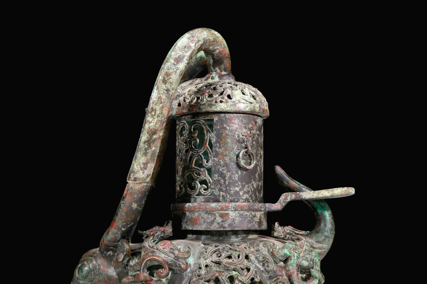 A Marvelous Bronze 'Auspicious Beast' Oil-Lamp