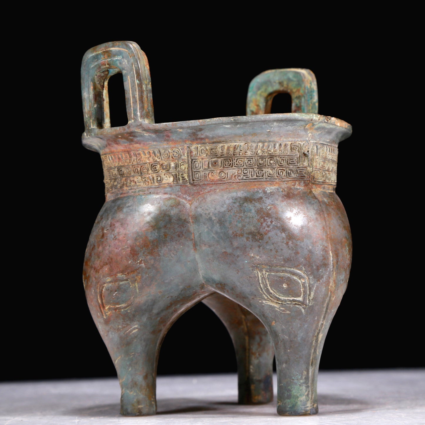 A Superb Bronze 'Animal Mask' Tripod Censer With Inscriptions