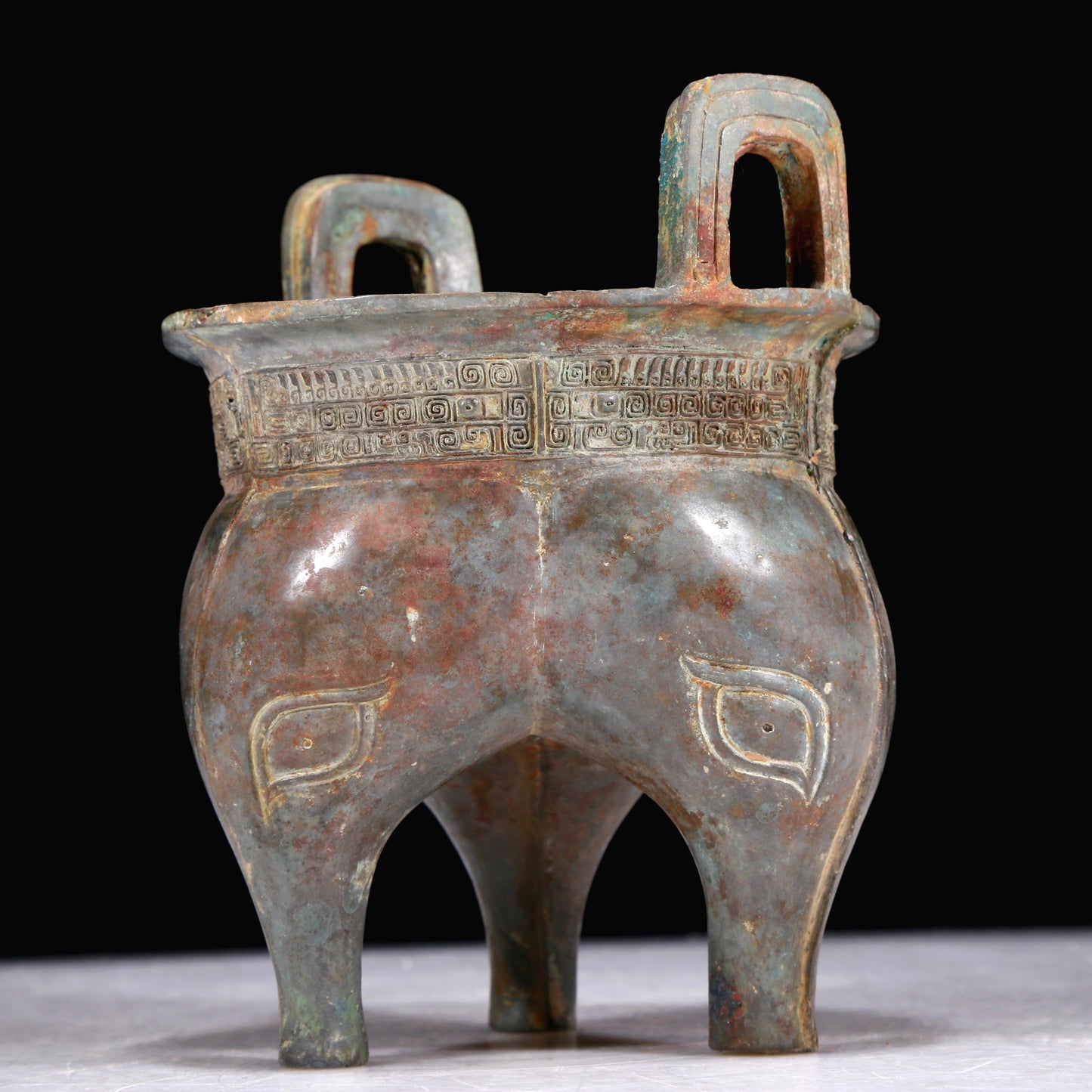 A Superb Bronze 'Animal Mask' Tripod Censer With Inscriptions