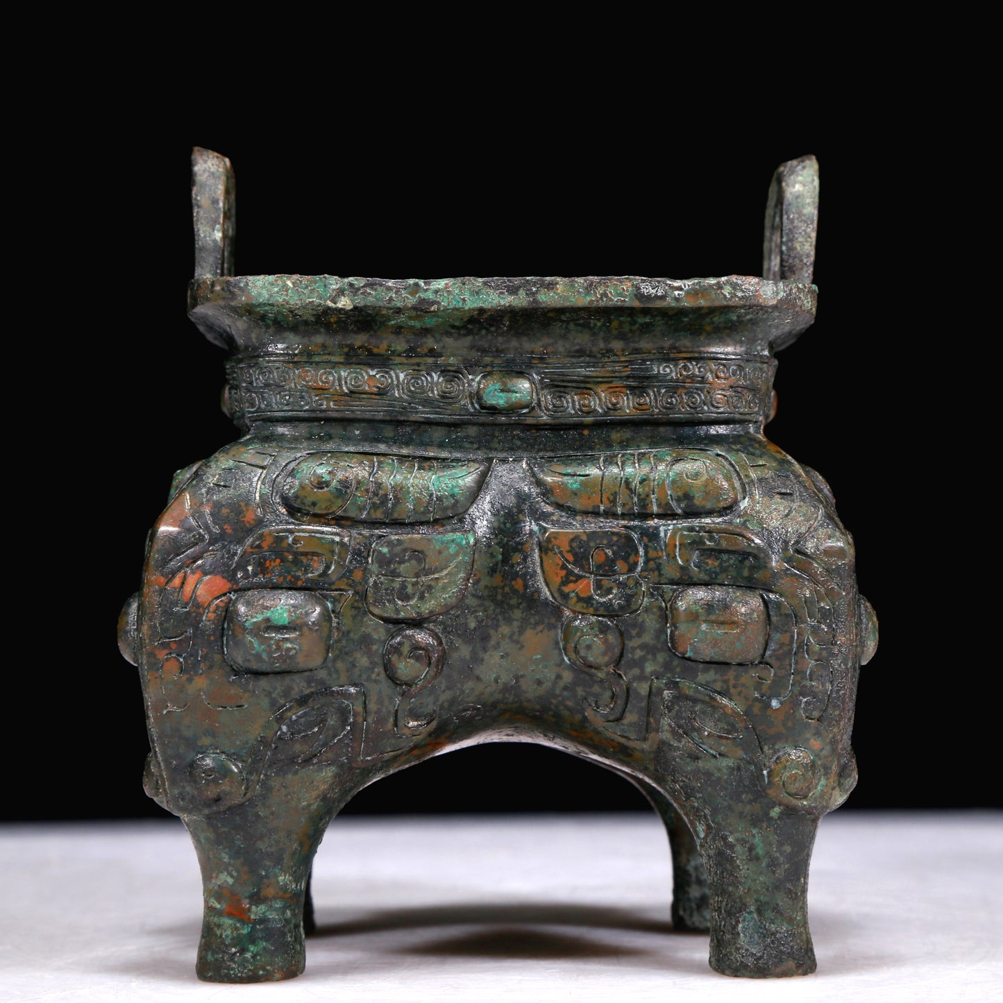 A Superb Bronze 'Animal Mask' Censer