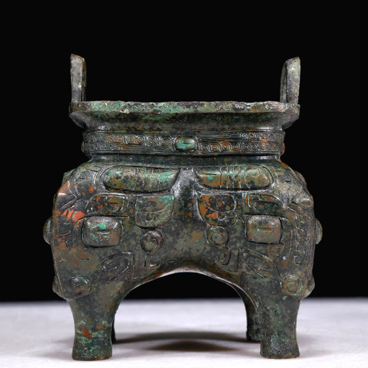 A Superb Bronze 'Animal Mask' Censer