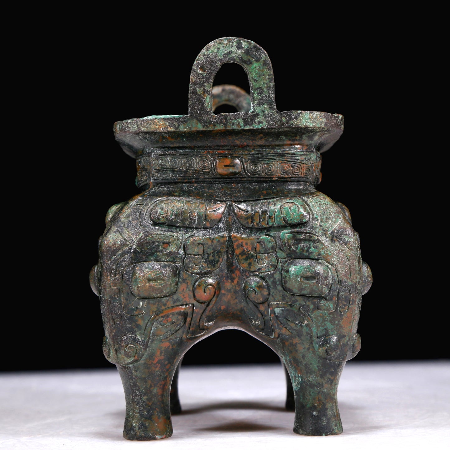 A Superb Bronze 'Animal Mask' Censer