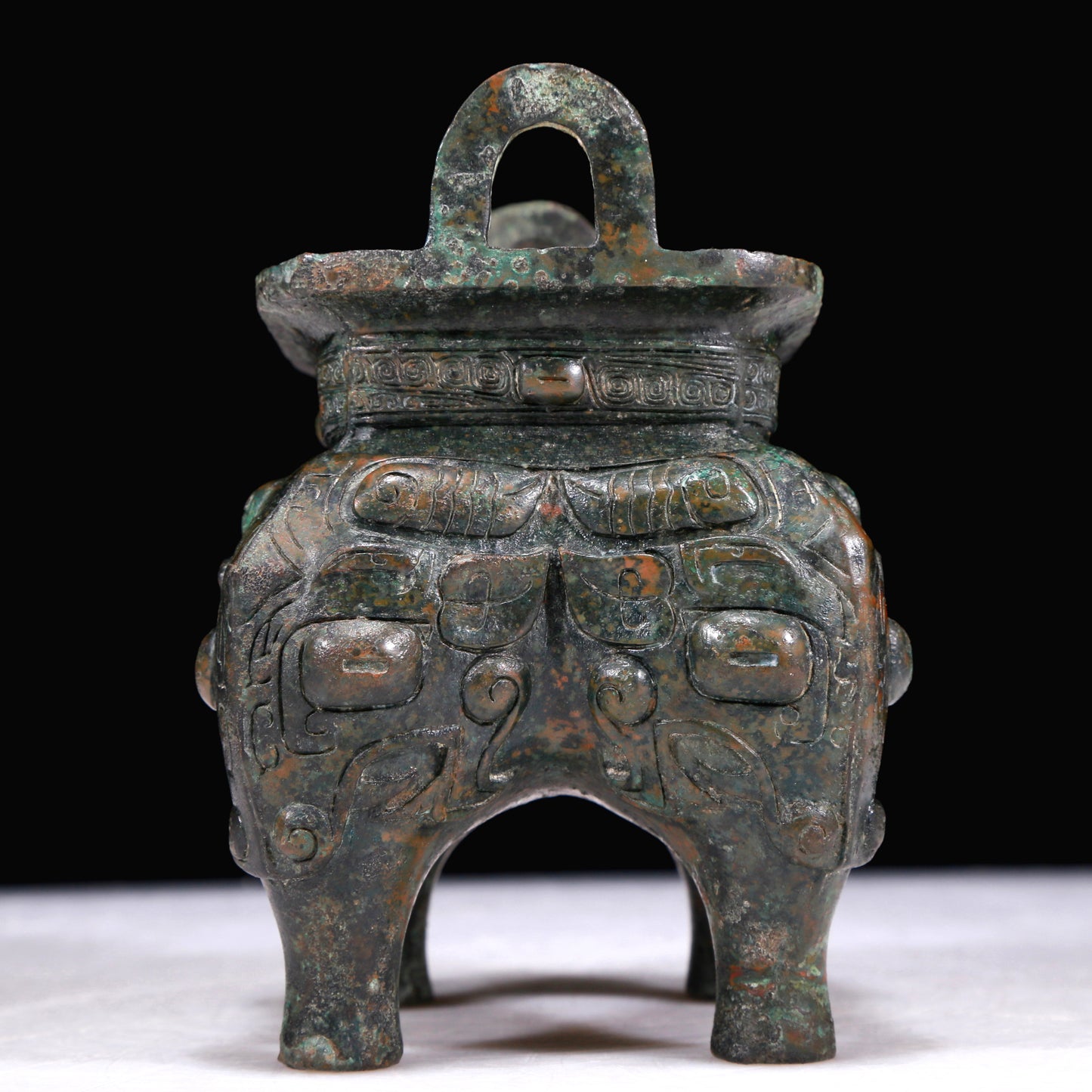 A Superb Bronze 'Animal Mask' Censer